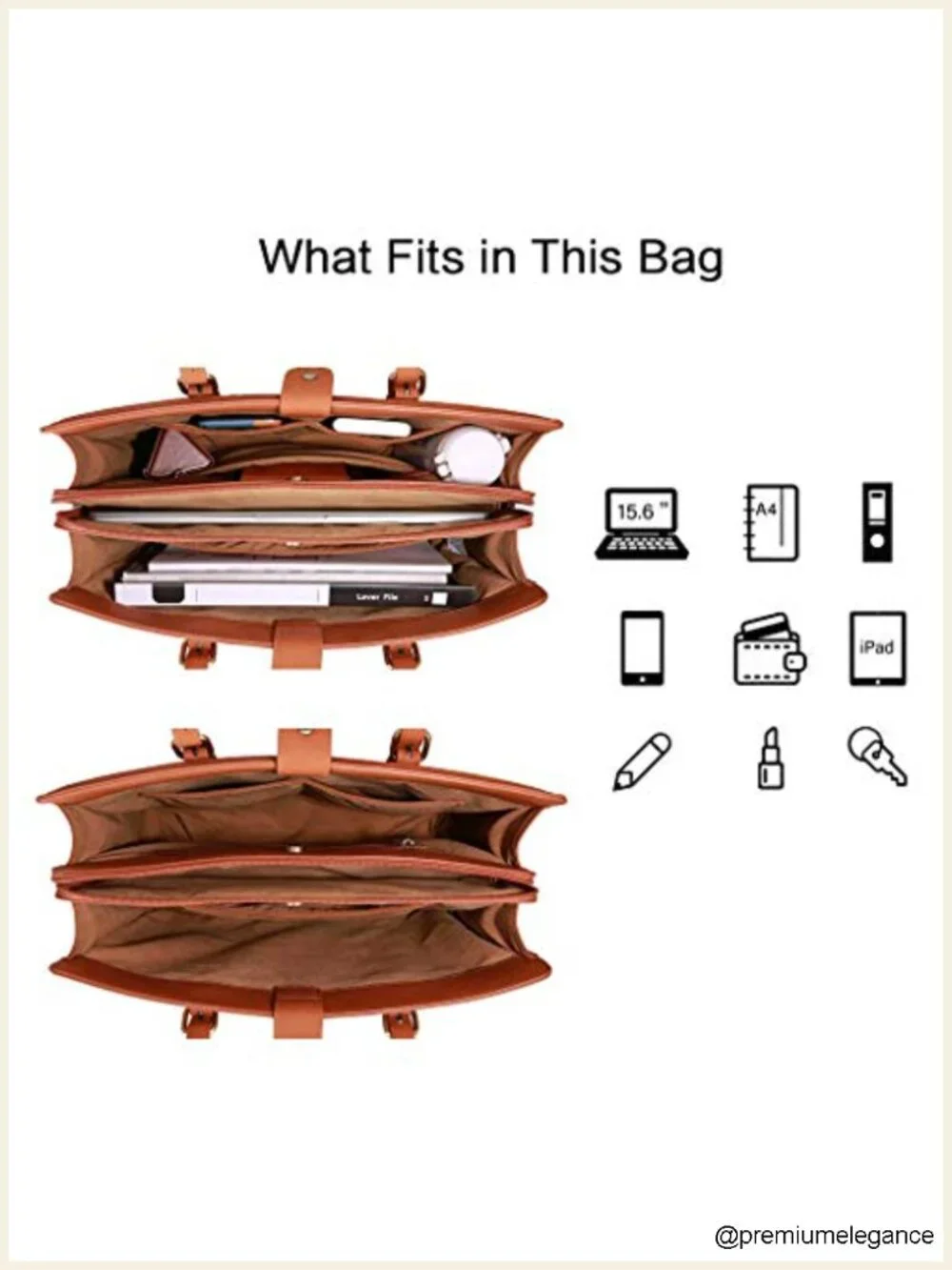 PU Leather Laptop Tote Bag for Women 15.6 Inch Work Bag Office Computer Purse 3